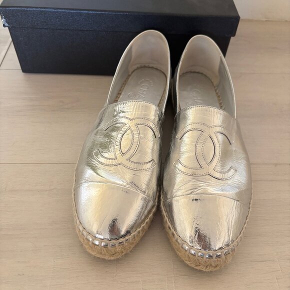CHANELespadrilles 40 silver